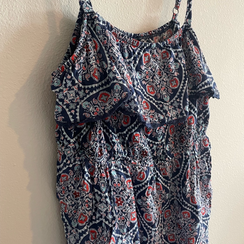 Torrid Babydoll Tank Top Paisley Ruffle Women’s Plus 2X Crochet-Trim Blue/Red - Picture 3 of 9